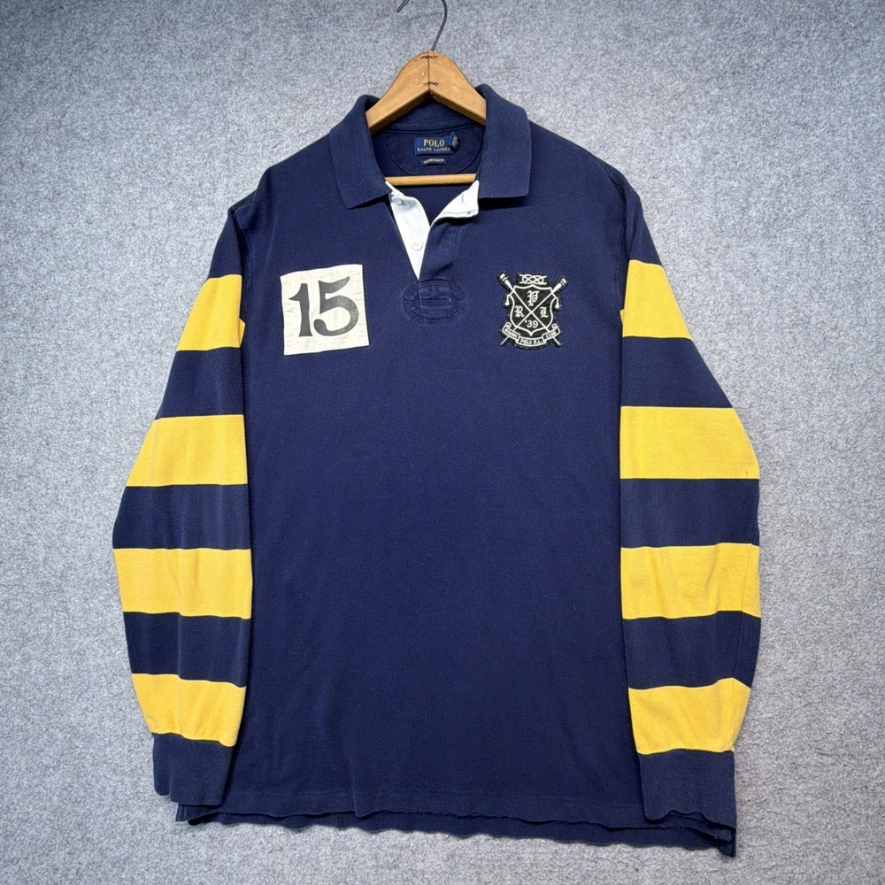 Polo Ralph Lauren Mens XXL Slim Fit Rugby Shirt Long Sleeve Rowing Club